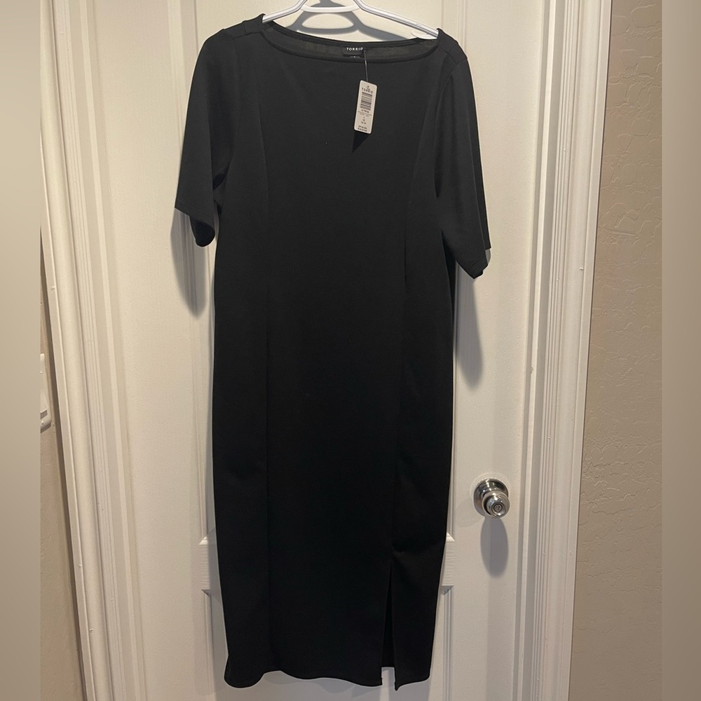 Torrid Black Sheath Midi Dress with Crew Neck